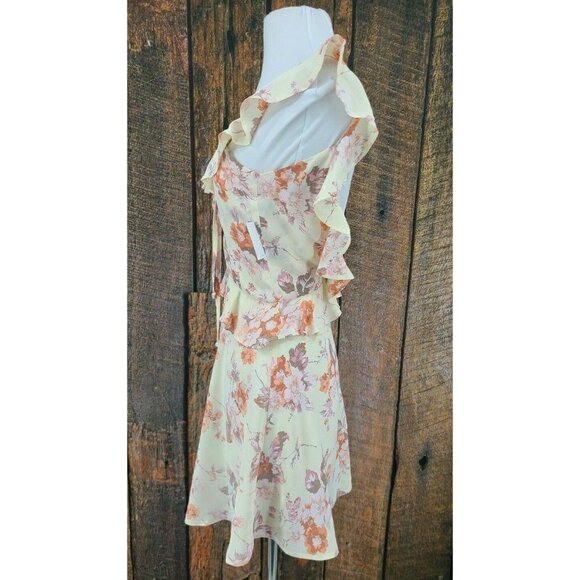New Flynn Skye Cream Blossoms Mimi Mini Dress Womens XS Ivory Floral Rayon - Picture 3 of 7